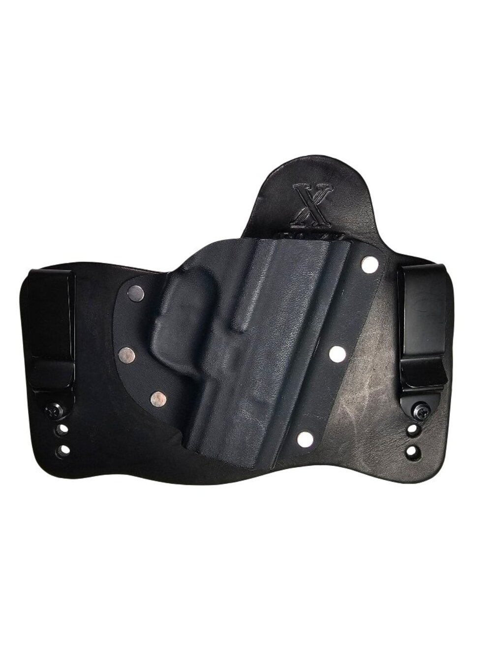 Foxx Hybrid Leather & Kydex IWB Medium Gun Holster With Clips - Black